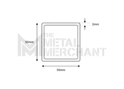 Aluminium Brick Profile 50mm (50mm x 50mm x 2mm)