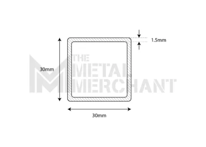 Aluminium Rectangle & Square Box Tube (30 x 30mm)